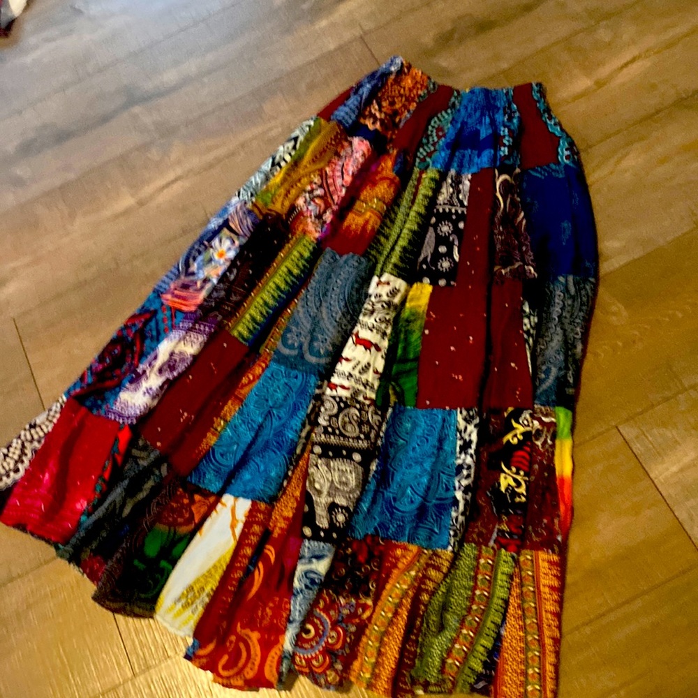 Super boho long flowy skirt.